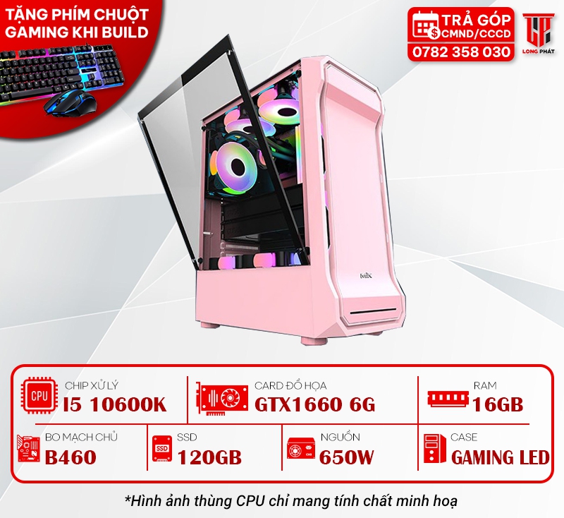 MÁY BỘ PC GAMING 106008 : I5 10600K/B460/16G/120G/GTX1660 6G/650W
