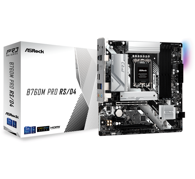 Bo mạch chủ Asrock B760M Pro RS DDR4, 4 Khe Ram