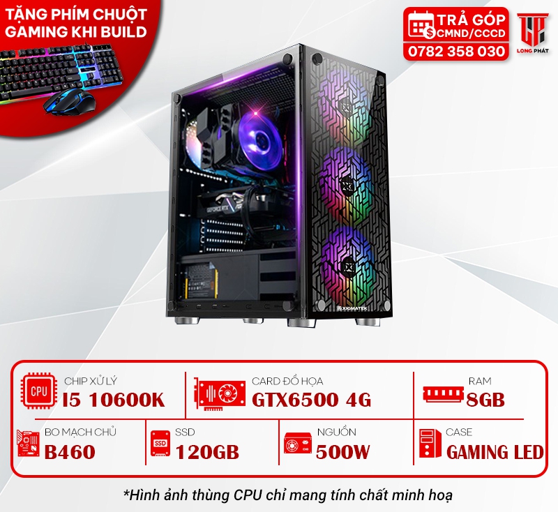 MÁY BỘ PC GAMING 106007 : I5 10600K/B460/16G/240G/GTX1660S 6G/650W